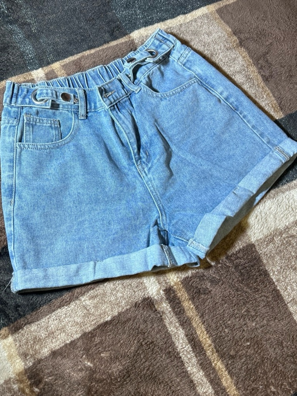 Moose Knuckles Light Blue Rolled-Hem Denim Shorts